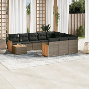 Set Divani da Giardino 11 pz con Cuscini in Polyrattan Grigio 3260450