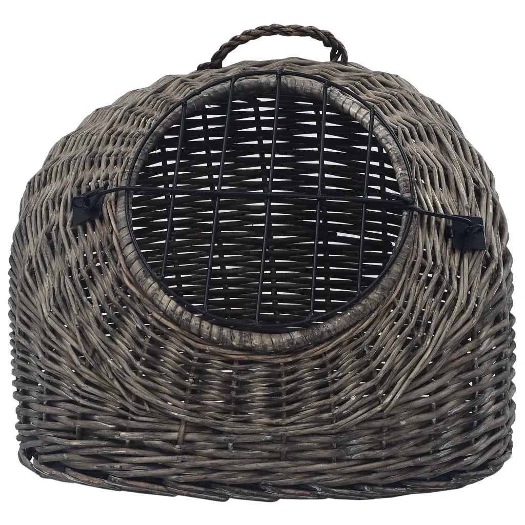 Trasportino per Gatti Grigio 60x45x45 cm in Salice Naturale 170906