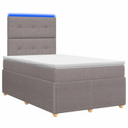 Letto Box Spring LED con Materasso Tortora 120 x 200 cm Tessuto 3455836