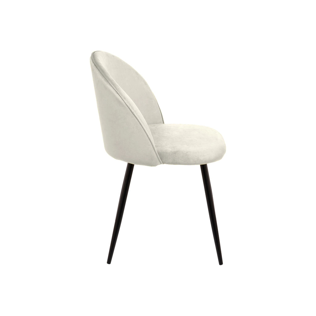 Set di 6 sedie Achito, Poltrona rivestita in velluto, Sedia da pranzo imbottita, Seduta per riunioni, 51x54h82 cm, Panna