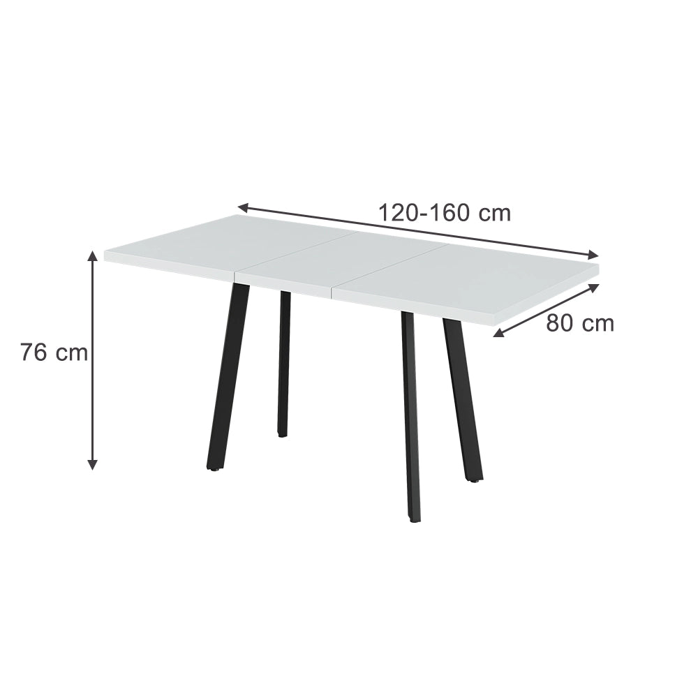 Vicco tavolo da pranzo allungabile Bianco/nero 160 x 80 cm con piano d'appoggio allungabile