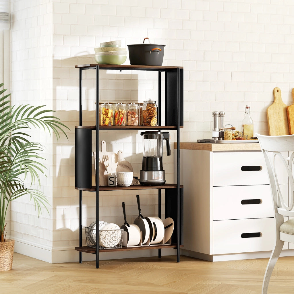 Libreria scaffale 4 livelli ¨C zephmum ¨C marrone metallo 80x30x141cm
