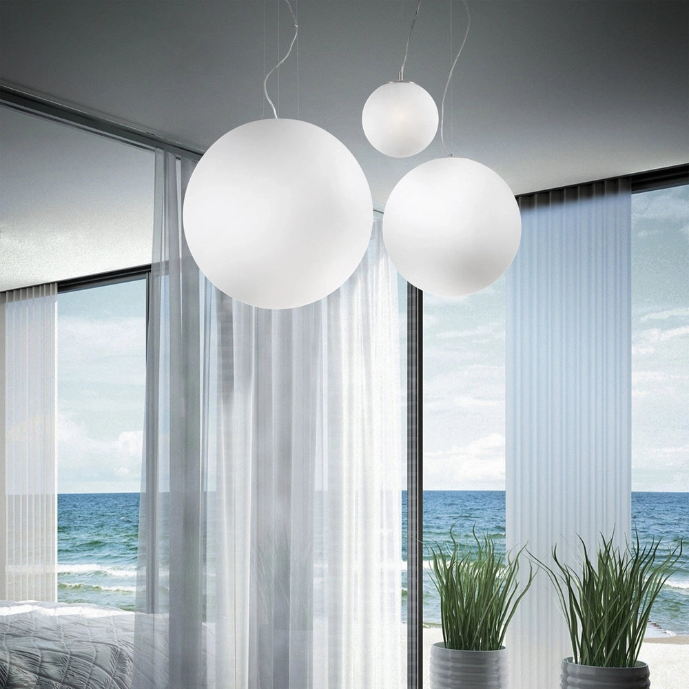 Sospensione Moderna Mapa Vetro Acidato Bianco 1 Luce E27 D50Cm