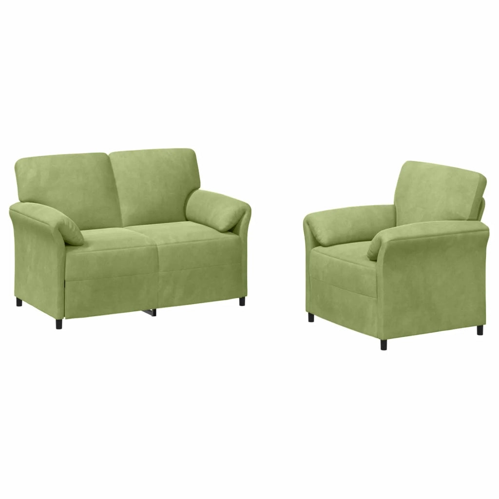 Set di divani 2 pz Verde chiaro Velluto 3424888
