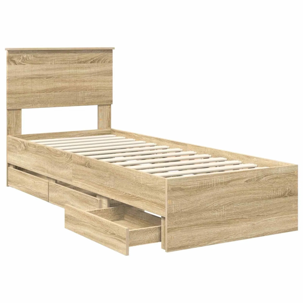 Struttura del letto con cassetto Rovere Sonoma 75 x 190 cm