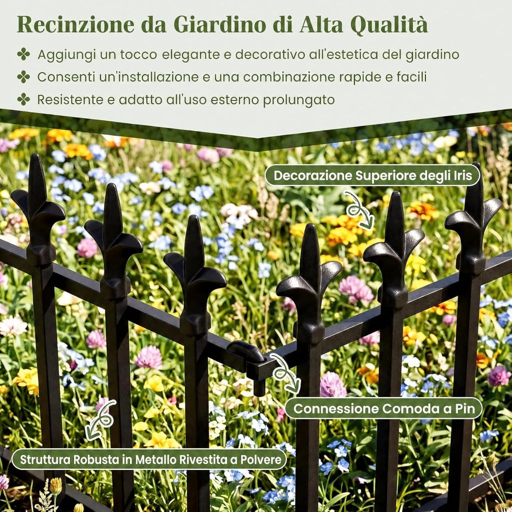 Recinzione da Giardino, Bordure per Aiuole in Metallo (10) | Recinto da Esterno Pieghevole e Flessibile, per Giardino e Cortile, 56 x 44 cm