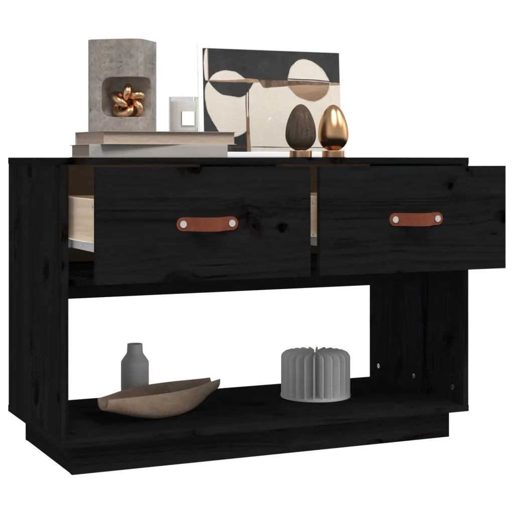 Mobile Porta TV Nero 90x40x60 cm in Legno Massello di Pino 821526