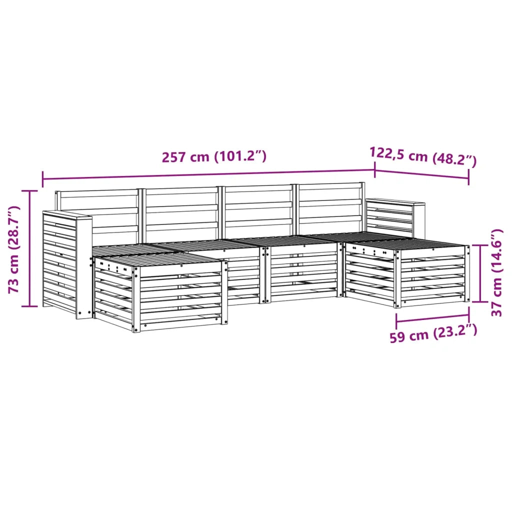 Set divani 6 pcs Naturale Legno di Acacia Massello