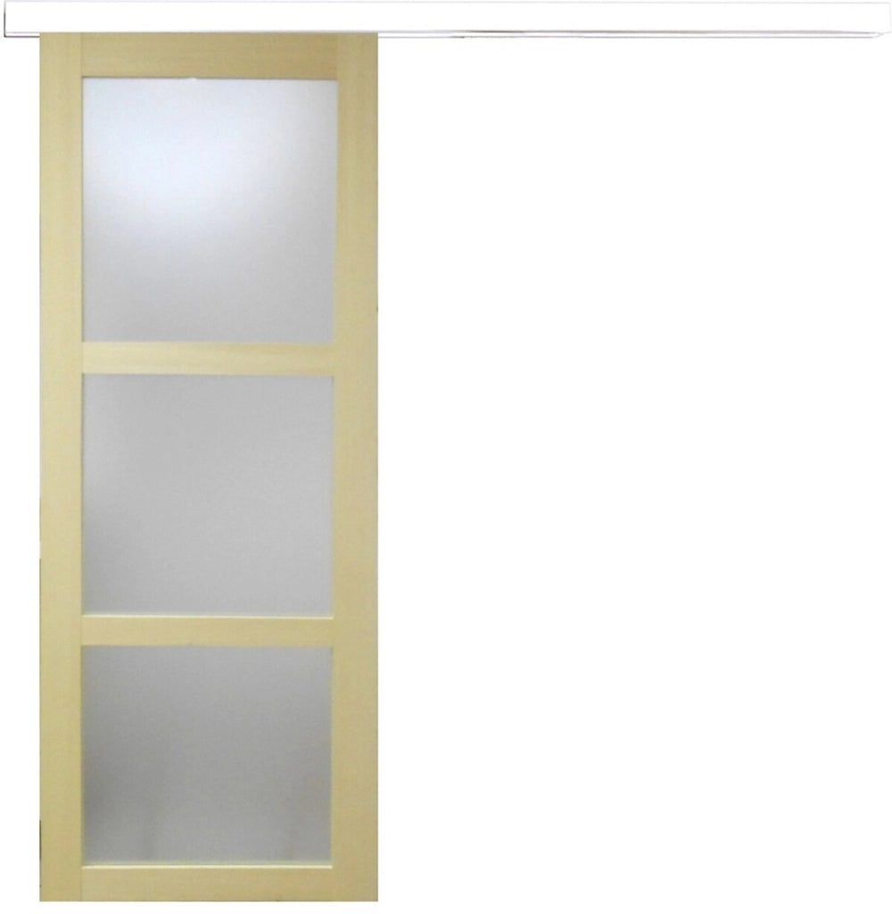 Porta scorrevole smaltata Ayous impiallacciato 3 vetri H204 x L83 + con guida bianca