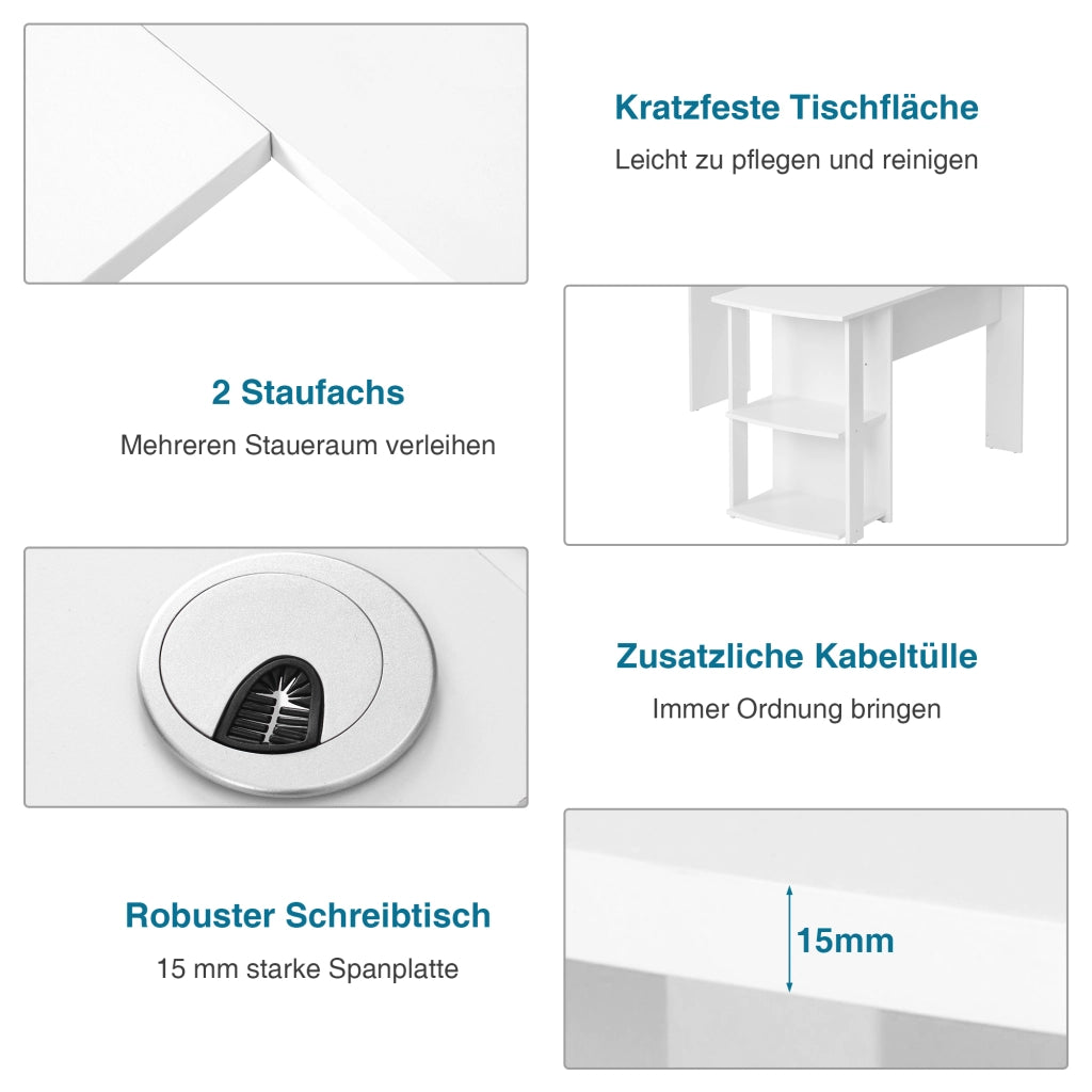 SCRIVANIA ANGOLARE L 140x140xH75 cm Bianco in truciolare