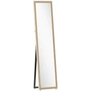 Specchio a Figura Intera con Cornice 157x37 cm, Bianco e Legno Naturale