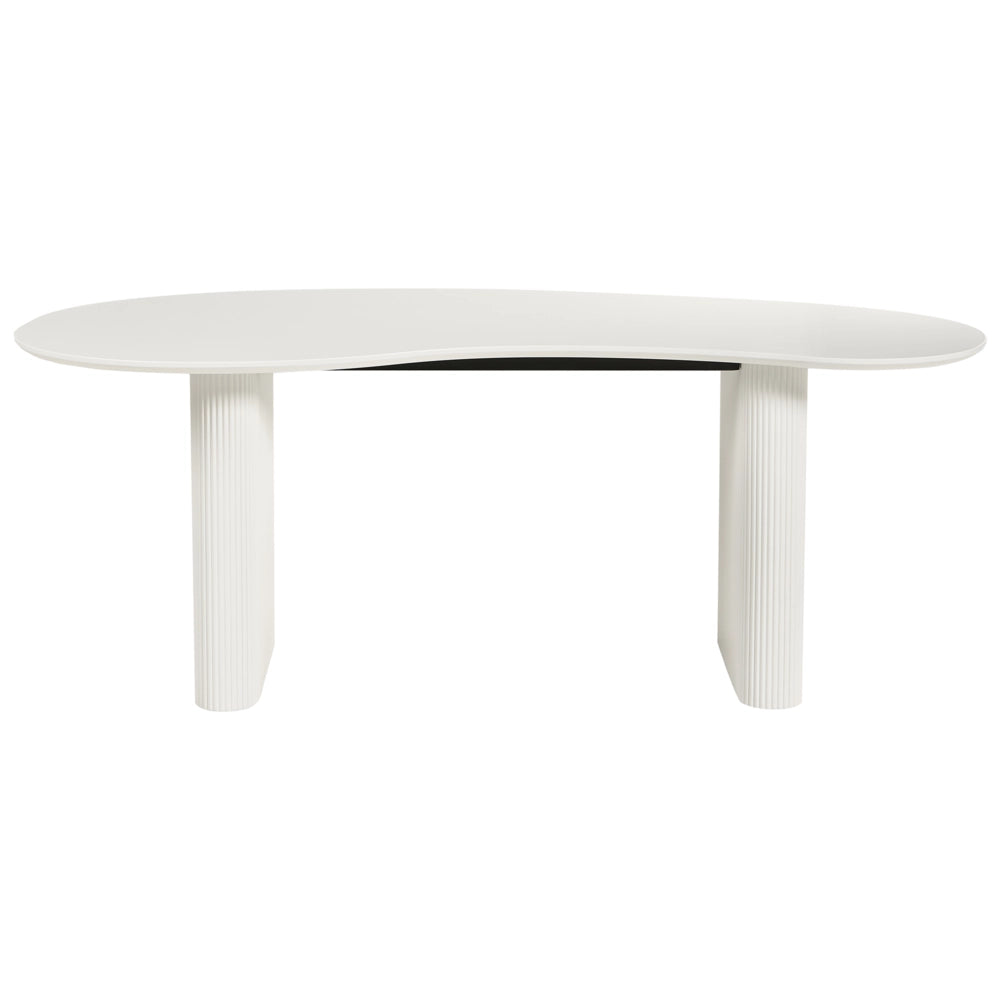 Tavolo da pranzo moderno 198 x 93 cm Forma irregolare Gambe nervate industriali MDF Bianco