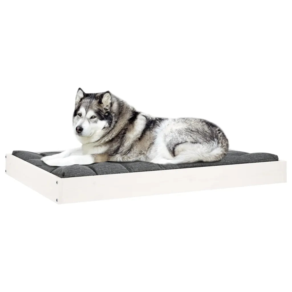Cuccia per Cani Bianca 101,5x74x9 cm in Legno Massello di Pino 820867