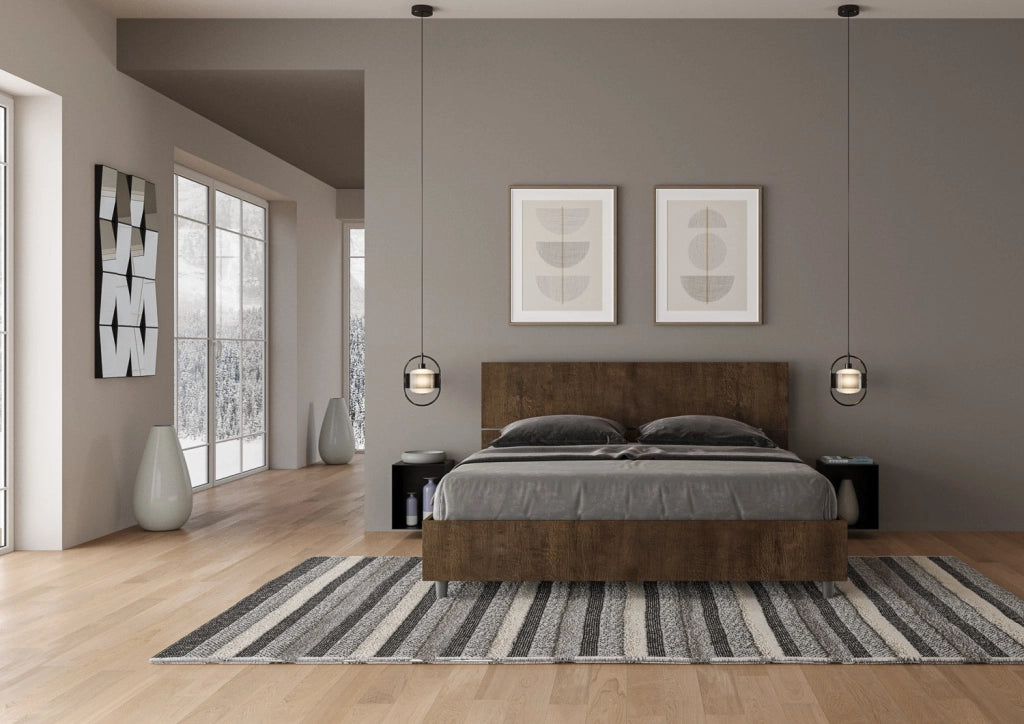 Letto matrimoniale contenitore 160x190 testata inclinata quercia Demas