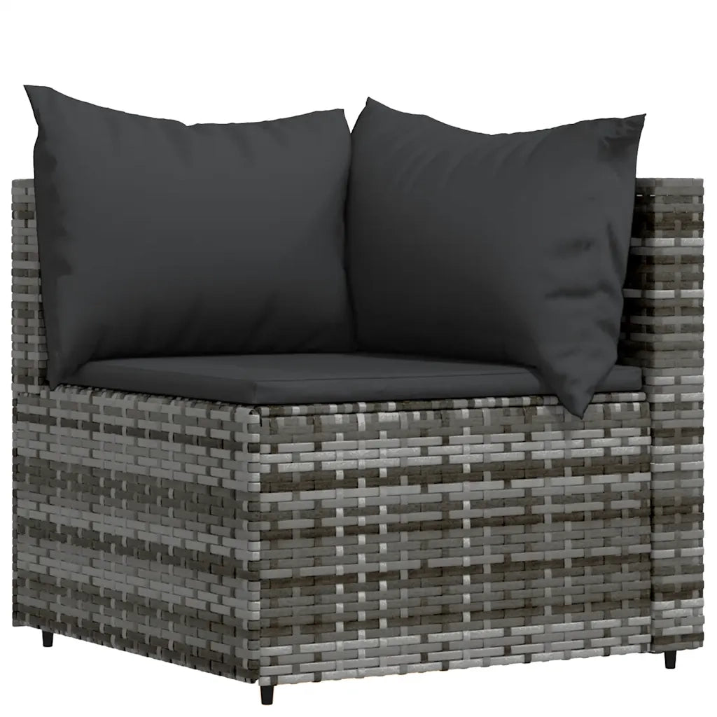 Set Divani da Giardino 3 pz con Cuscini in Polyrattan Grigio 319764