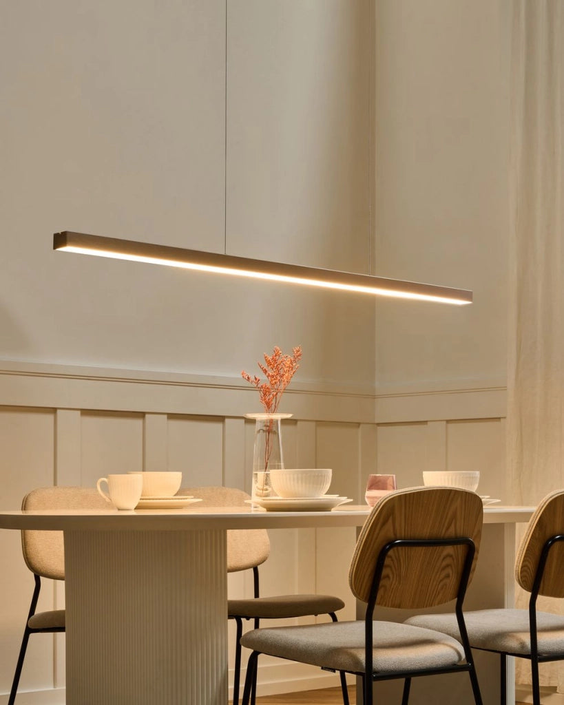 Lampada a sospensione lineare a LED in metallo rame 160 cm stile industriale forma minimalista
