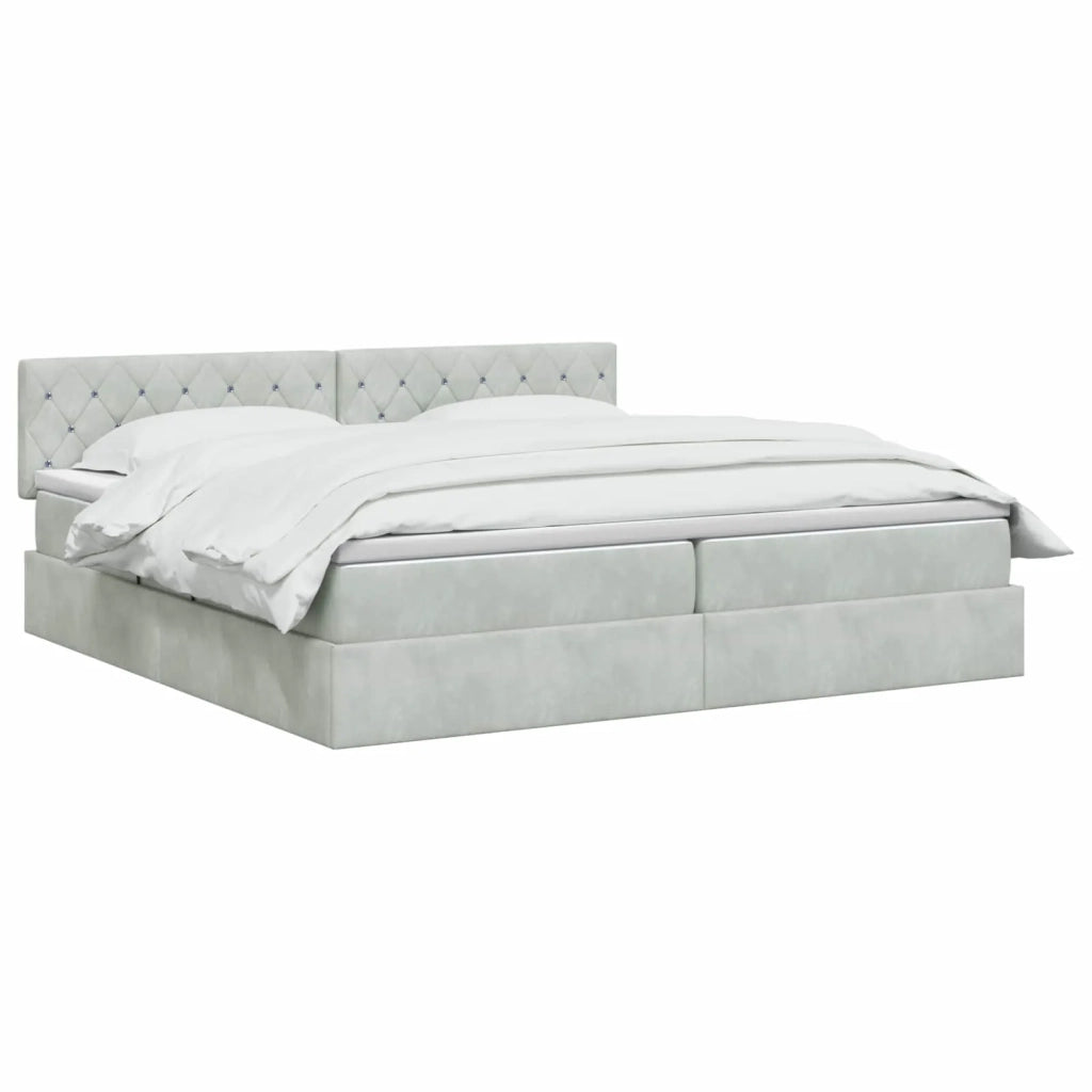 Letto con Contenitore Grigio Chiaro 200 x 200 cm Velluto 3458769
