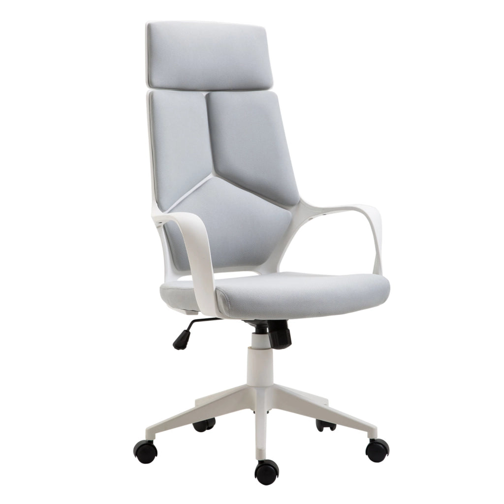 Poltrona Girevole e Dondolo Regolabile in Tessuto ¨C zephmum ¨C Grigio 63x63x117-127 cm
