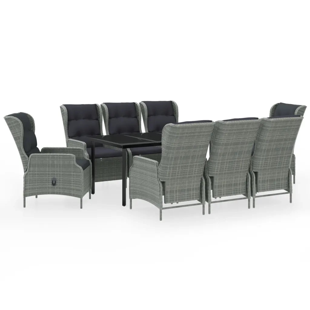 Set Mobili da Pranzo per Giardino 9 pz Grigio Chiaro cod mxl 38777