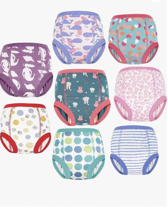 Set di 8 pantaloncini da allenamento, morbidi e respiranti, pantaloncini da allenamento per potjestraining, pantaloncini da allenamento 6 strati per bambini da 2 anni