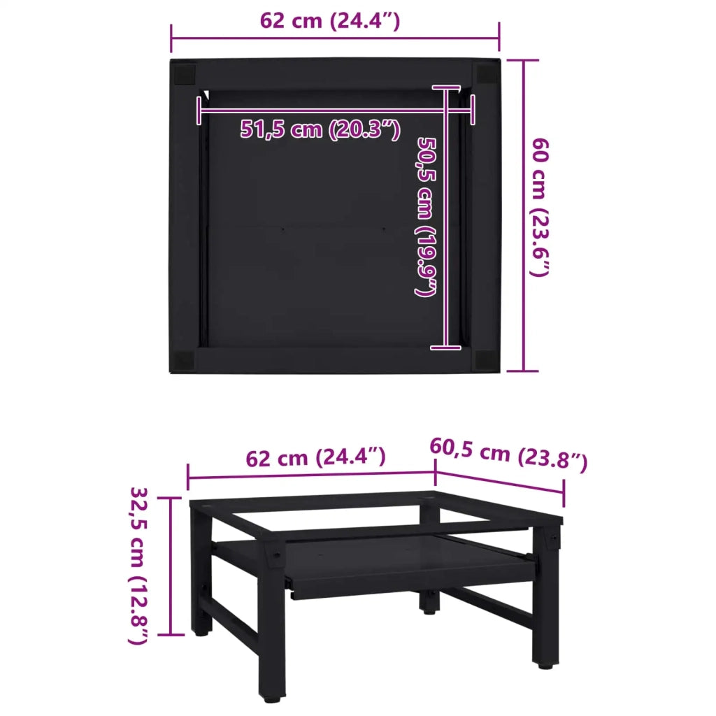 Pedestallo per Lavatrice Nero 62 x 60,5 x 32,5 cm Acciaio 42022040