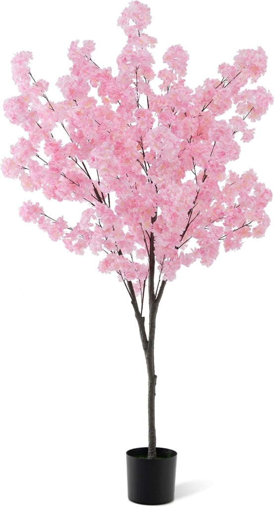 Albero di ciliegio artificiale alto 190 cm con 1170 fiori rosa, Meceta pieno di cemento, pianta decorativa interna per festa di matrimonio, ingresso, soggiorno