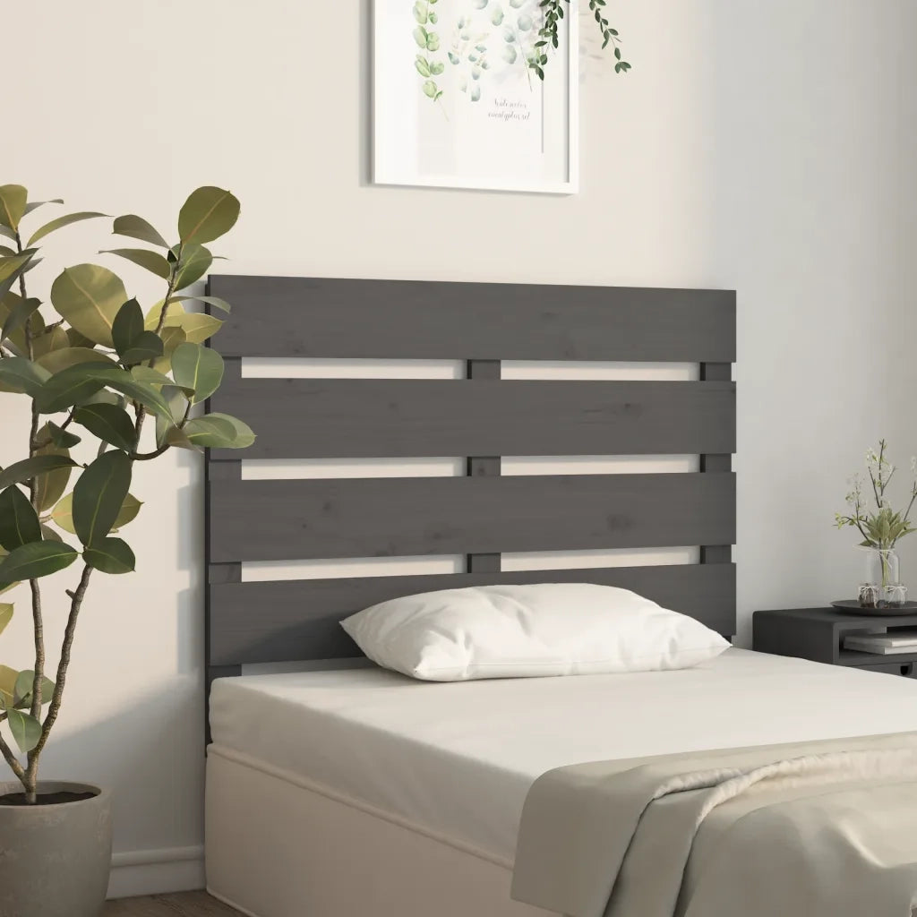 Testiera per Letto Grigia 100x3x80 cm in Legno Massello di Pino 821334