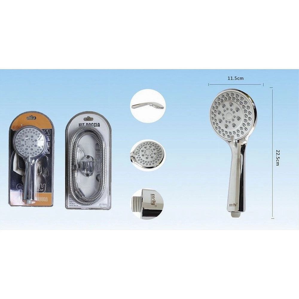 Trade Shop - Doccetta Soffione Multigetto Telefono Doccia Bagno Tubo 1,8mt Supporto Muro 52050 -