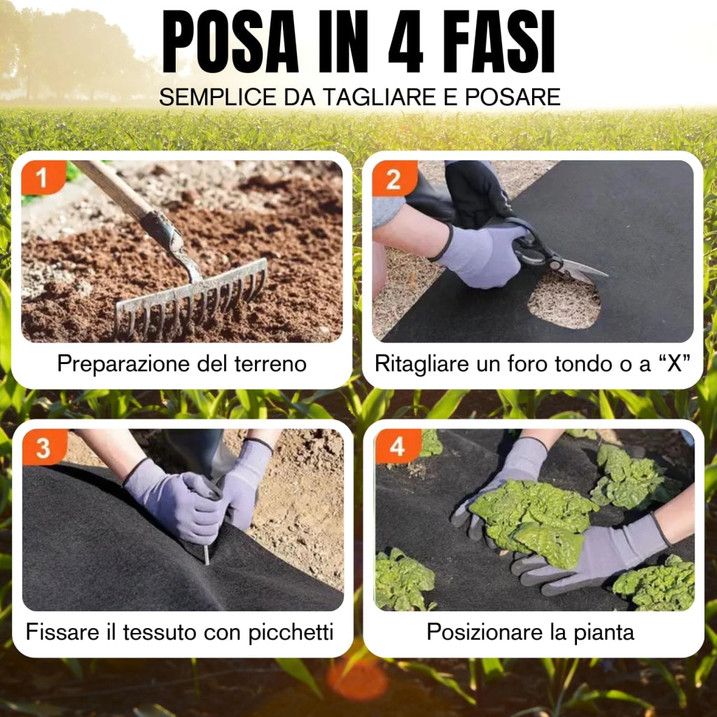 Telo Pacciamatura Orto Tessuto Non Tessuto Anti Erbacce 250 mq, Telo per Pacciamatura Orto Giardinaggio H 100 cm
