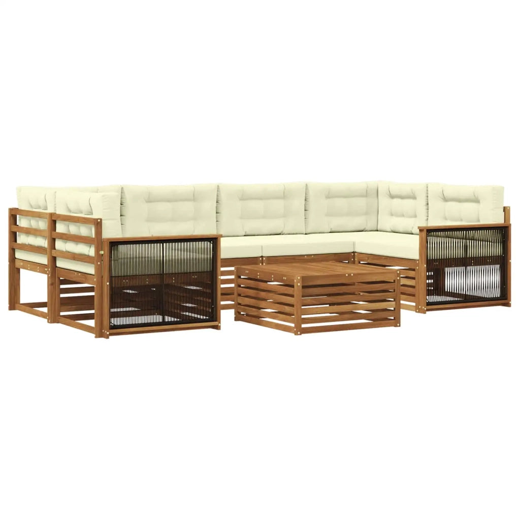 Set di divani da esterno con cuscino 7 pcs Naturale e Crema 3383083