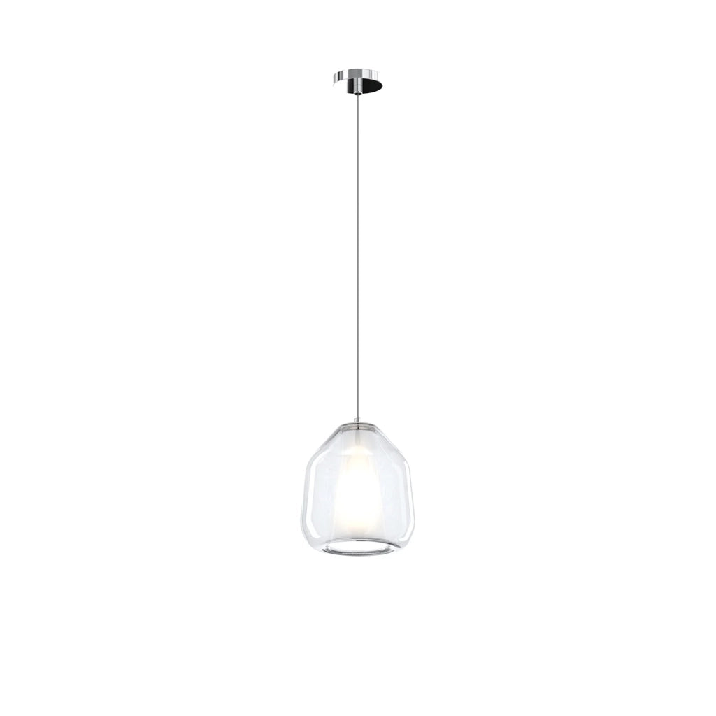 Sospensione Contemporanea Double Skin Beta Metallo Cromo Vetro Trasp. 1 Luce E27