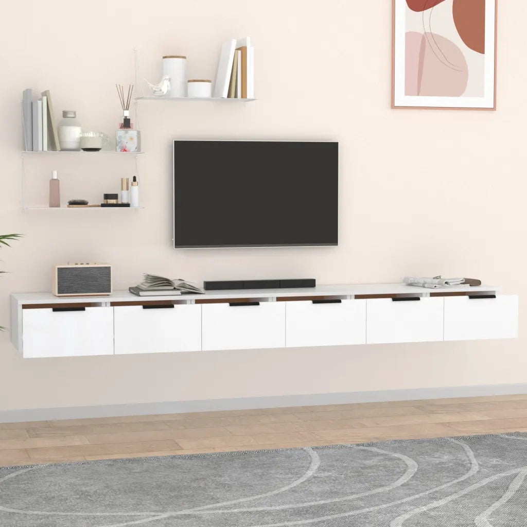 Armadietto a Muro | Mobili a Parete 2 pz Bianchi 102x30x20 cm in Legno Multistrato