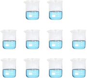 Bicchieri di misura in vetro borosilicato - 10 pezzi - 50 ml - Laboratorio e cucina - Translucido - Ideali per misurazioni precise