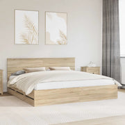 Struttura del letto con cassetto-Giroletto con contenitore-Rete del Letto Rovere Sonoma 200 x 200 cm 265743
