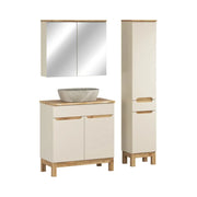 Insieme ERMANO cachemire 115cm: mobile sotto lavabo + piano per lavabo bisellato + lavabo da appoggio + mobili contenitori + specchi