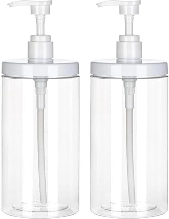 Dispensatore di pompaggio per sapone, 2-pack da 1000 ml (33,8 oz) per sapone trasparente e disinfettante, con apertura ampia, adatto per shampo e bagnoschiuma in bagno.