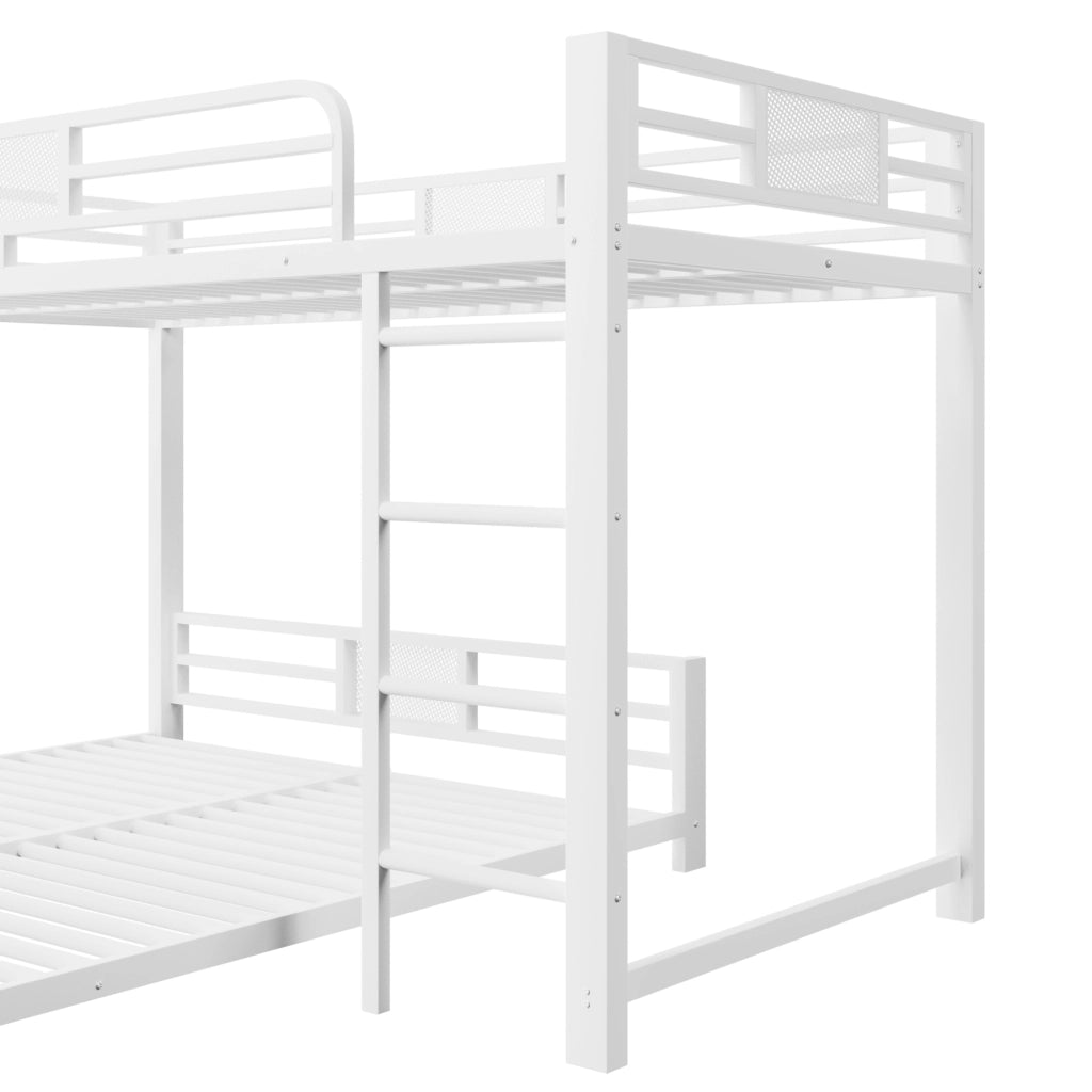 Letto a castello in metallo 90 × 200 cm et 140 × 200 cm con protezioni laterali, senza materasso, bianco