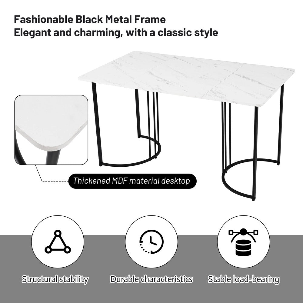 Set Tavolo da Pranzo Allungabile con 4 Sedie Imbottite in Velluto ¨C Xylo ¨C Verde, Piano MDF Bianco, Gambe Nere, 140x80x75