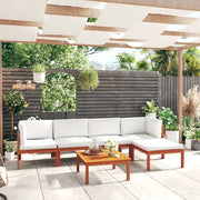 Set Divani da Giardino 6 pz con Cuscini Crema Massello Acacia cod mxl 44024