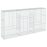 Gabbione recinto a gabbia muro di contenimento con coperchio 300 x 50 x 150 cm ferro zincato argento 02_0040154