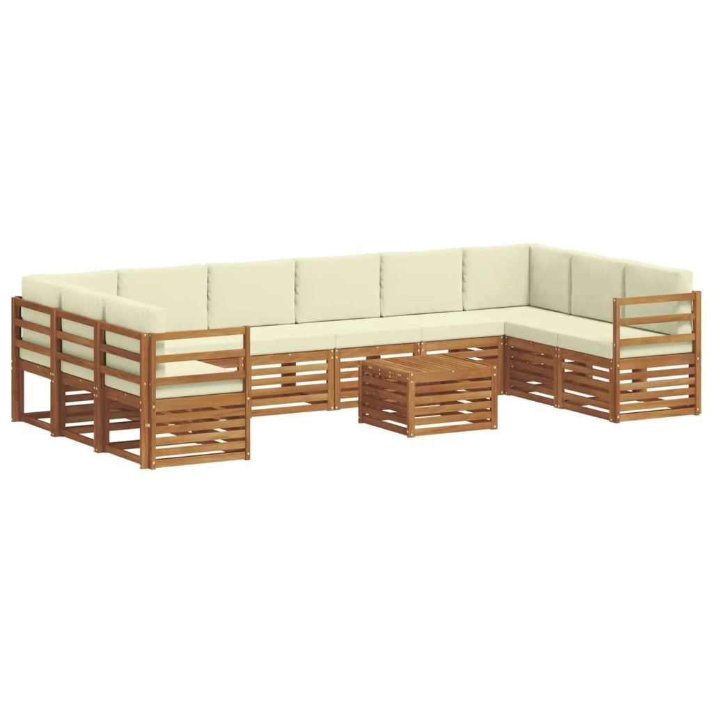 Set di divani da esterno 11 pz Naturale e Crema 3375580