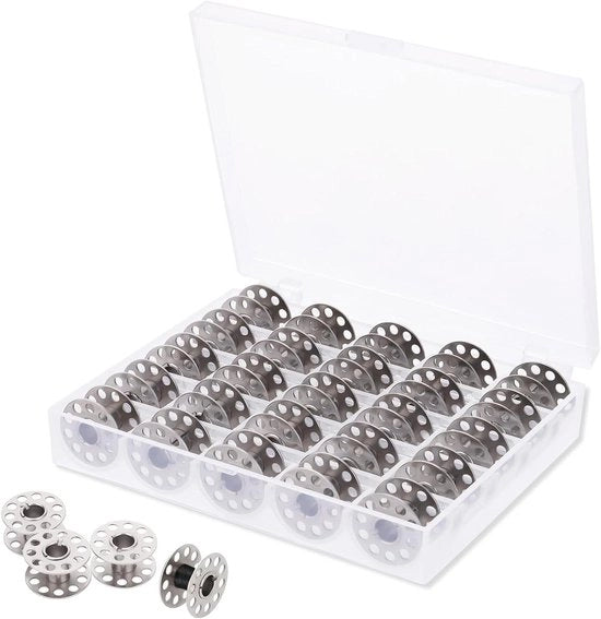 25 set di chiodi metallici per macchina da cucire - Scatola di conservazione - Compatibile con diversi marchi - Accessorio utile per le macchine da cucire - Per cucire e progetti di hobby