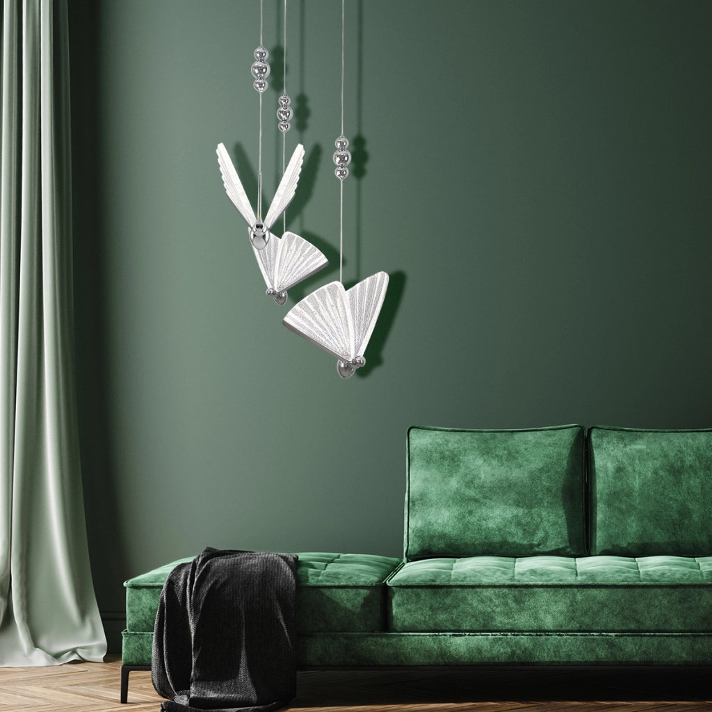 Lampadario rotondo Mariposa cromo LED CCT 24W Light Prestige