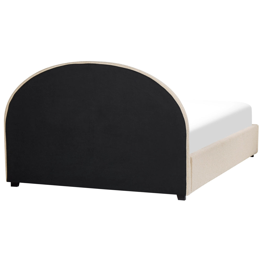 Letto con contenitore in velluto beige 180 x 200 cm minimalista retro ottomana