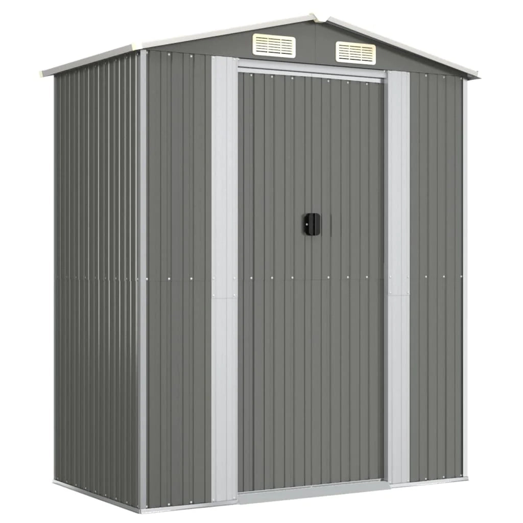 Casetta da giardino cabina ripostiglio capanno da esterno capanno per attrezzi robusta colore chiaro 192 x 108 x 223 cm acciaio zincato grigio 02_0022253