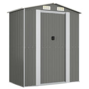 Casetta da giardino cabina ripostiglio capanno da esterno capanno per attrezzi robusta colore chiaro 192 x 108 x 223 cm acciaio zincato grigio 02_0022253
