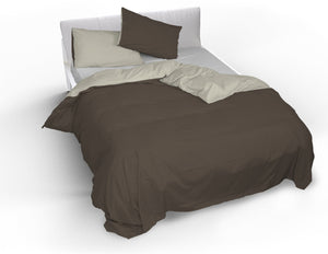 Copripiumino con Sacco e Federe Doubleface Marrone/Panna Singolo