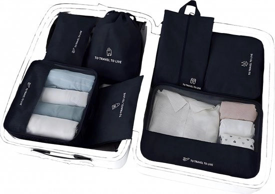 Set di Cubi di Pacco 7-Delig - Organizzatore per valigia e zaino - Cubi di Pacco per Compressione - Set di Organizzatore per Valigia - Organizzatore di Abbigliamento per Valigie, Borse e Zaini