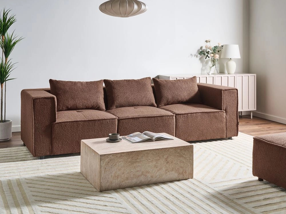 Divano modulare Boucle a 3 posti elementi angolari componibili marrone Stile moderno e minimalista