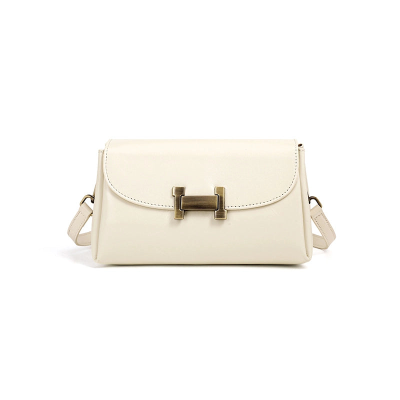 Borsa a tracolla da donna in vera pelle, colore bianco.